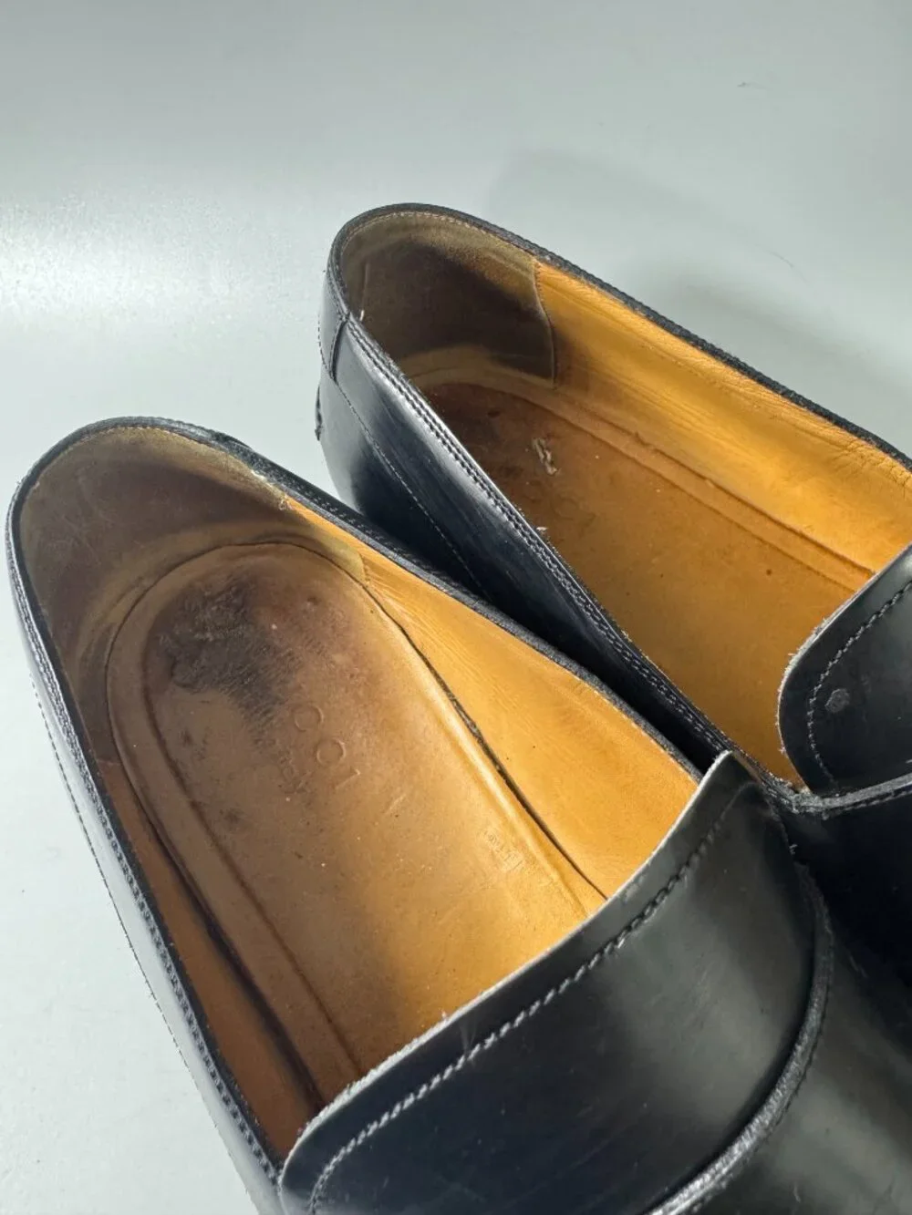 Gucci Men's Black Patent Leather Made Italy Slip On Penny Loafers, Size 11